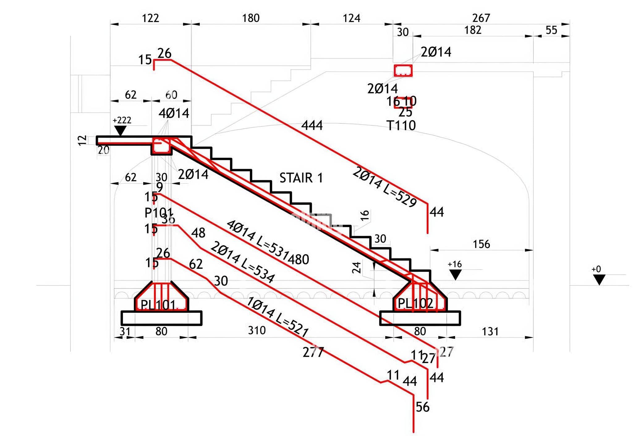 Ferraillage d'un escalier en béton armé